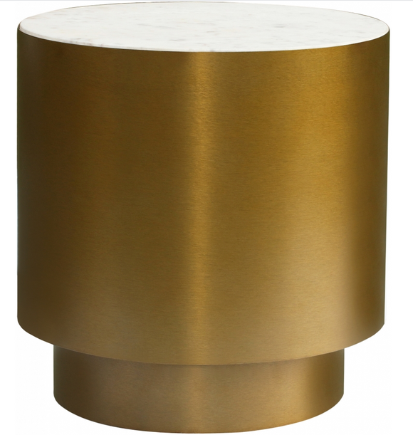 Adon Gold and Marble Top Round Accent Table