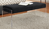 Feng II Modern Bench Black Velvet and Acrylic Base