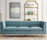 Retro Performance Velvet Modern Sofa Sky