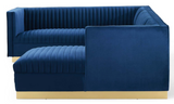 Vector Channel Tufted Modern Sectional With Gold Base Blue