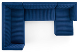 Vector Channel Tufted Modern Sectional With Gold Base Blue
