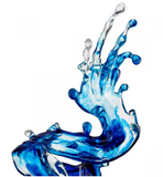 Oceanic Blue Acrylic Floor Sculpture on Black Stand