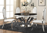 LaPearla Round Marble Dining Table with Chrome Base