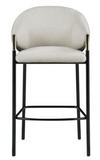 Delphine Set of 2 Curved Back Linen and Metal Counterstool