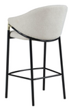 Delphine Set of 2 Curved Back Linen and Metal Barstool