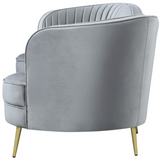 Camel Back Velvet Sofa Grey with Gold Legs