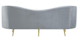 Camel Back Velvet Sofa Grey with Gold Legs