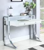 Slater Desk White and Glass With Chrome Base