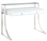 Slater Desk White and Glass With Chrome Base