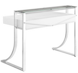 Slater Desk White and Glass With Chrome Base