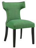 Green Upholstered Dining Chair with nailhead trim
