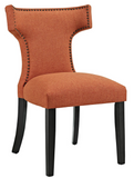 Orange Upholstered Dining Chair with nailhead trim