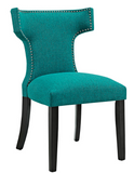 Teal Upholstered Dining Chair with nailhead trim