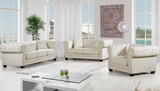 Cream Velvet  Living Room Set with tufting, nailhead trim