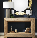 Rectangular Console Table made of Elm Wood with an opening