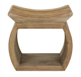 Taurus Scooped Elm Wood Accent Stool
