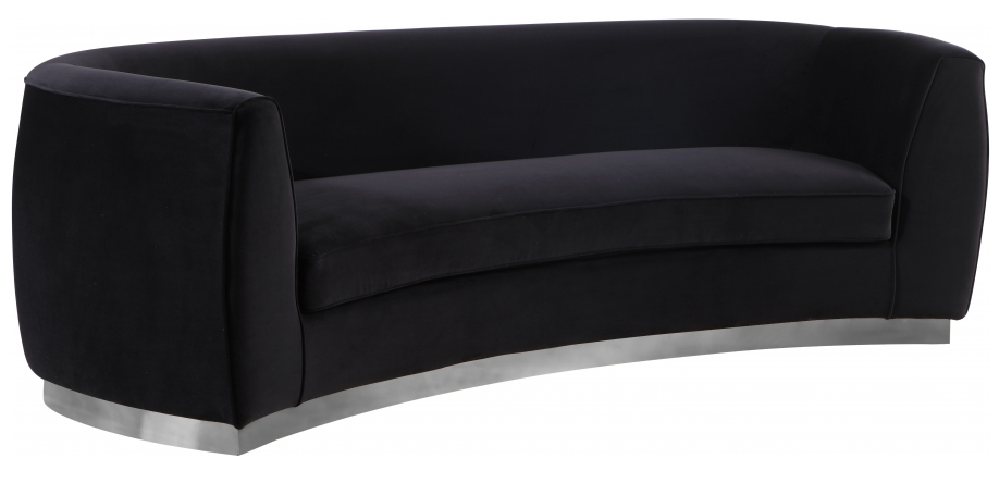Black velvet online curved sofa
