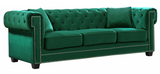 The Oak Modern Sofa Collection is a great choice to add to your contemporary living room. The Velvet Upholstery, deep tufts, and chrome nailhead trim works well together to provide a beautiful seating collection.