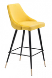 The Marlo barstool is sleek and savvy.  The velvet upholstery complements the black metal frame which is accented by gold tips.  If fashion is your passion, then this bar chair is for you. Make a statement around your kitchen island or in your bar area. Its tapered back with button tufting is easy on the eyes and gorgeous from every angle. Support slats provide a comfortable footrest while seated. Slim pencil legs end in brushed brass, giving it an elegant finish.