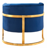 The Celeste Accent Chair has a mid century modern chair with velvet upholstery. The gold base makes this chair one to marvel over. Rich velvet covers the plush, comfortable seat, padded with high-density foam. Strength is offered by the stunning Stainless Steel legs, which feature a beautiful Gold finish.