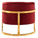 The Celeste Accent Chair has a mid century modern chair with velvet upholstery. The gold base makes this chair one to marvel over. Rich velvet covers the plush, comfortable seat, padded with high-density foam. Strength is offered by the stunning Stainless Steel legs, which feature a beautiful Gold finish.