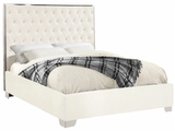 The Uptown Modern Bed has all of the bells and whistles you want, including a super tall headboard that stands nearly five-feet tall. The bed is covered in velvet fabric for a luxe look, and it's deeply tufted for added luxuriousness. The headboard is soft and welcoming against your back and head as you read or watch TV in bed, and the bed rests on chrome legs for dependable sturdiness and durability. Use it without a box spring or foundation, since the slats are included.