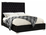 The Uptown Modern Bed has all of the bells and whistles you want, including a super tall headboard that stands nearly five-feet tall. The bed is covered in velvet fabric for a luxe look, and it's deeply tufted for added luxuriousness. The headboard is soft and welcoming against your back and head as you read or watch TV in bed, and the bed rests on chrome legs for dependable sturdiness and durability. Use it without a box spring or foundation, since the slats are included.