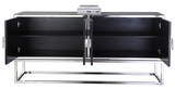The Modera Modern Mirrored Sideboard is the optimal storage solution. This handsome yet modish buffet offers a sleek contemporary look for your modern dining room or elsewhere with low-profile hardware and a boxy shape. The stainless steel base adds to its durability, while the mirrored design ensures that it keeps pace with up-to-the-minute decor. Store cookware, serving ware and more inside two double door sections to keep your space tidy and neat.