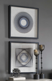 The No Strings attached wall art is unique and modern. These fun shadow boxes feature 3-dimensional layered string art, hand threaded around individually hammered pin nails in easy shades of blue, over a neutral linen backing with a black pine frame.