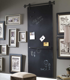 The Magnet Modern Chalk Board is modern and unique. Organize your calendar, or use as a catch all for artwork, photos, and family happenings with this farmhouse barn door chalkboard. Five clip magnets included.