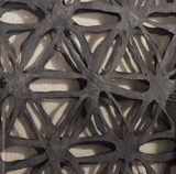 The Geode Modern Shadow Box Wall Art S/2 will add high style where ever it is placed. Elevated 3-dimensional layers of geometric hand torn paper in charcoal black placed atop a natural linen fabric background, showcased in shadow box pine wood frames finished in aged black. Artwork is under glass. May be hung horizontal or vertical.