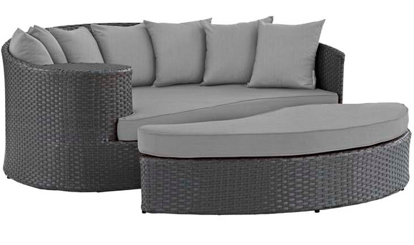 Alsina Outdoor Sofa and Ottoman With Sunbrella Fabric Grey