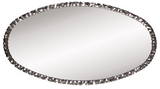 The Crumple Oval Wall Mirror is a striking piece featuring an oval frame characterized by a wrinkled ripple texture. The texture and movement of the piece is exaggerated by its bright nickel plating applied with an electrostatic technique. It is a perfect focal point for an entryway, bathroom, bedroom or any room in your home. D-rings are affixed to the back of the mirror so it is ready to hang right out of the box! The mirrored glass on this piece is NOT beveled.