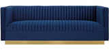 Vector Channel Tufted Modern Sofa With Gold Base Grey