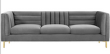 Retro Performance Velvet Modern Sofa Sky