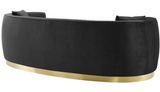 The Shell II Teal Curved Modern Sofa With Gold Base