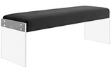 Feng II Modern Bench Grey Velvet and Acrylic Base