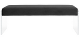 Feng II Modern Bench Black Velvet and Acrylic Base