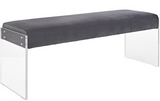 Feng II Modern Bench Blue Velvet and Acrylic Base