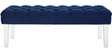 Clever II Modern Bench Black Velvet and Acrylic