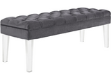Clever II Modern Bench Grey Velvet and Acrylic