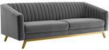 Lean Modern Performance Velvet Sofa Grey