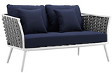 Lace Outdoor Aluminium Frame Love Seat Blue
