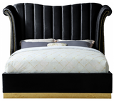 Bloom Modern Bed Blue With Gold Base