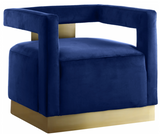 Boxy Modern Chair Cream With Gold Accents