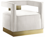 Boxy Modern Chair Blue With Gold Accents
