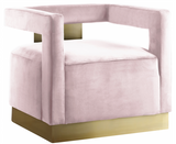 Boxy Modern Chair Cream With Gold Accents