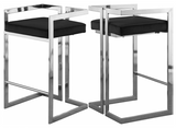 S/2 Givenchy Modern Counter Stool Grey/Chrome