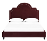 Prim Modern Queen Bed Maroon Performance Velvet