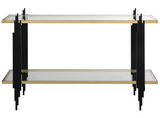Lapse Black and Gold Console Table with Glass Shelves
